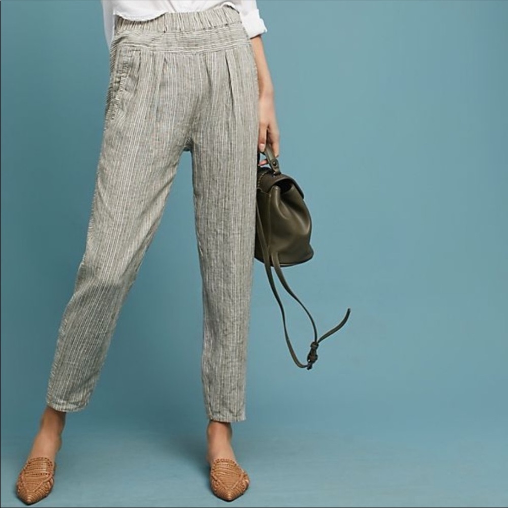 Anthropologie Striped Linen Pants